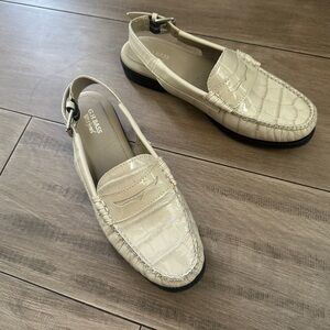 G.H. Bass Beige Croc-Embossed Loafers